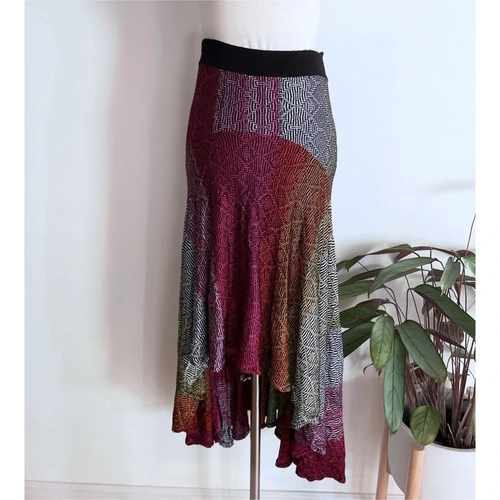 NWT Cecilia Prado Geometric Colors Abstract Asymmetrical Midi Skirt XS​​​​​​